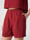 French Connection Womens Birdie Crewneck Sleeveless Top High Rise Walking Shorts In Red