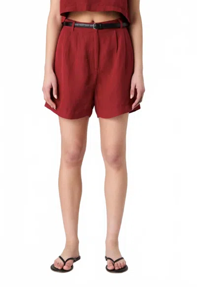 French Connection Birdie Linen Walking Short In Brick Red