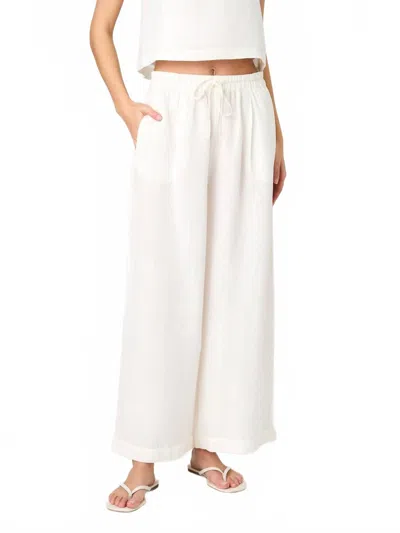 FRENCH CONNECTION BIRDIE LINEN WIDE LEG TROUSER IN SUMMER WHITE