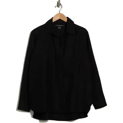 French Connection Birdie Oversize Linen Blend Button-up Shirt In Black