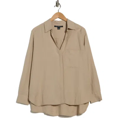 French Connection Birdie Oversize Linen Blend Button-up Shirt In Neutral