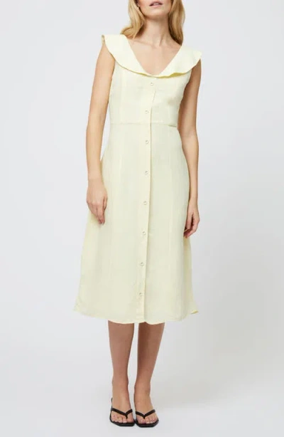 French Connection Birdie Peter Pan Collar Linen Blend Dress In Yellow
