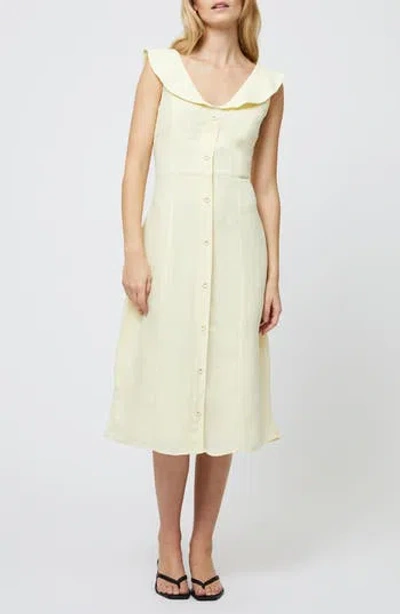 French Connection Birdie Peter Pan Collar Linen Blend Dress In Yellow