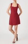 French Connection Birdie Square Neck Minidress In Red
