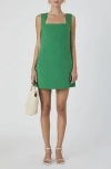 French Connection Birdie Linen Blend Square Neck Dress In Green