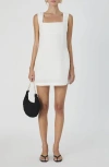French Connection Birdie Linen Blend Square Neck Dress In White