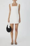 French Connection Birdie Linen Blend Square Neck Dress In White