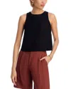 French Connection Birdie Tie Back Cutout Linen Blend Tank In Black