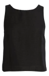 French Connection Birdie Tie Back Cutout Linen Blend Tank In Black