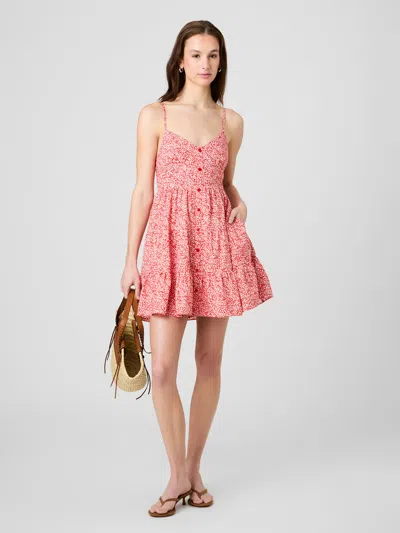 French Connection Blaire Cotton Agnes Fleur Mini Dress In Candied Apple
