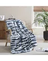 FRENCH CONNECTION FRENCH CONNECTION BLUE ABSTRACT PRINTED RIBBED FLUFFY THROW BLANKET