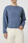 French Connection Boat Neck Drop Shoulder Sweater In Blue