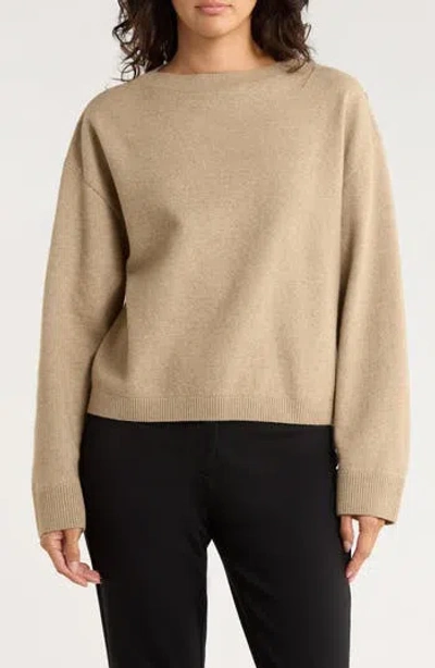 French Connection Boat Neck Drop Shoulder Sweater In Brown