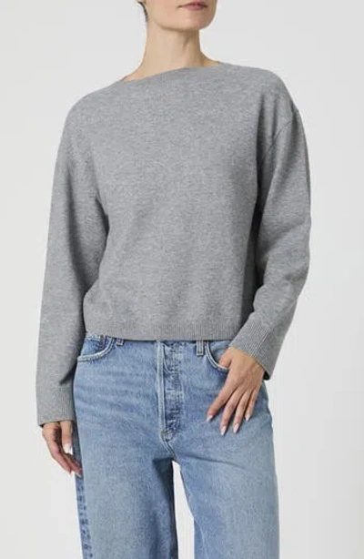 French Connection Boat Neck Drop Shoulder Sweater In Gray