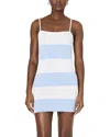 French Connection Bodycon Knit Mini Strappy Dress In Blue In Cashmere Blue/white