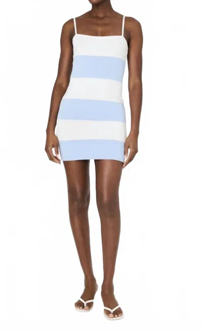 FRENCH CONNECTION BODYCON KNIT MINI STRAPPY DRESS IN BLUE