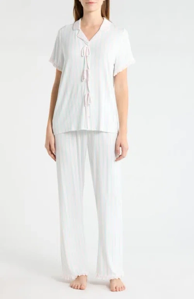 French Connection Bow Detail Stripe Pajamas In White