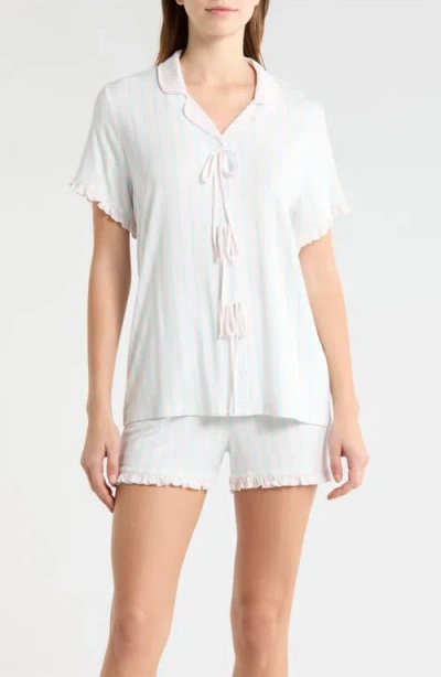 French Connection Bow Detail Stripe Short Pajamas In White