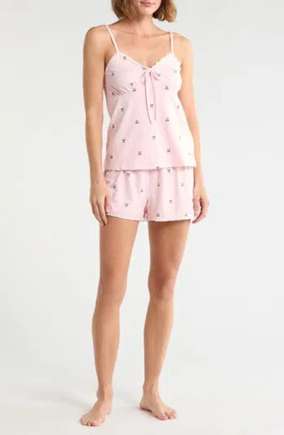 French Connection Bow Print Camisole & Shorts Pajama Set In Pink