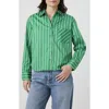 French Connection Boxy Stripe Button-up Shirt In Green