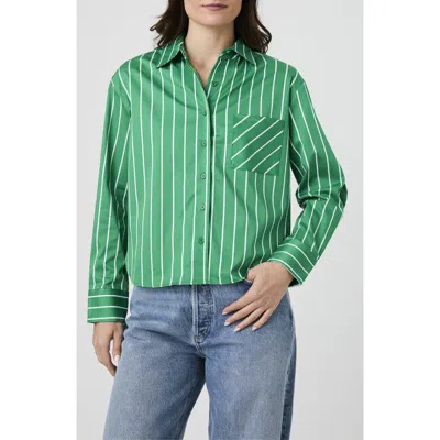 French Connection Boxy Stripe Button-up Shirt In Green