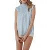 French Connection Boza Smocked Sleeveless Top In Light Dream Blue
