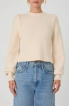 French Connection Womens Ribbed Trim Alpaca Pullover Sweater In Porcelain Cream