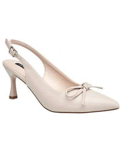 French Connection Brinny Small Bow Kitten Heel In Neutral