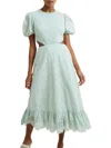 FRENCH CONNECTION BRODERIE WOMENS EYELET CUT-OUT MIDI DRESS