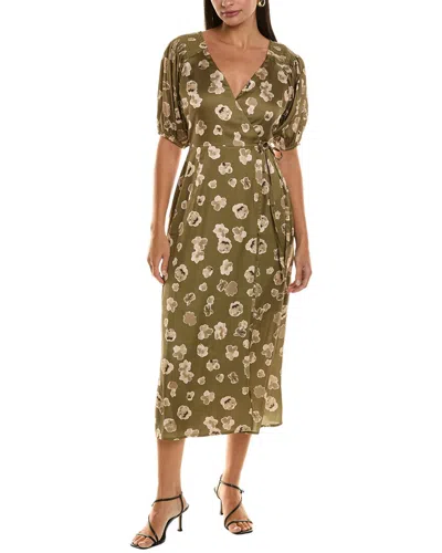 French Connection Bronwyn Aleeya Satin Wrap Dress In Green