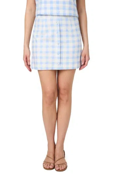 French Connection Buffalo Check Button Front Skirt In Blue