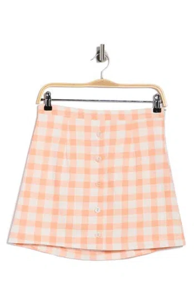 French Connection Buffalo Check Button Front Skirt In Orange