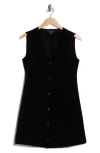 French Connection Button Down Sleeveless Dress In Black