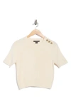 French Connection Button Trim Short Sleeve Sweater In Neutral
