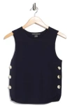 French Connection Button Trim Sweater Tank In Black