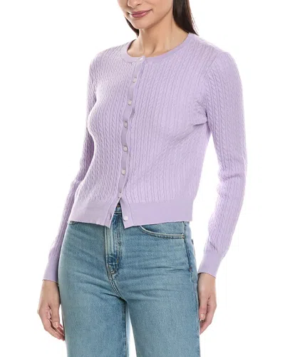 French Connection Cable Knit Cardigan In Purple