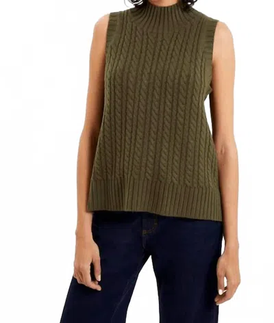 French Connection Cable Sleeveless Jumper In Olive In Green