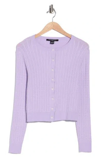 French Connection Cable Stitch Cardigan In Purple