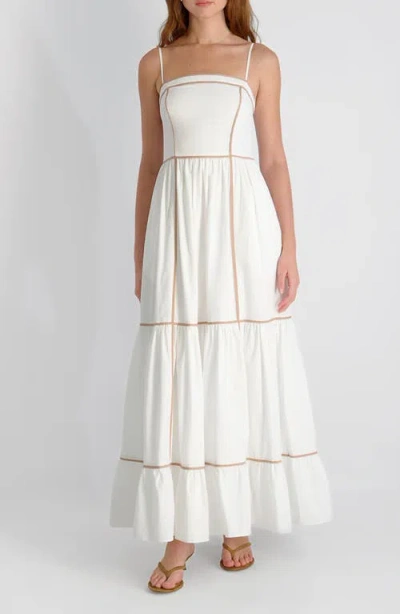 French Connection Cambria Contrast Trim Cotton Maxi Dress In White
