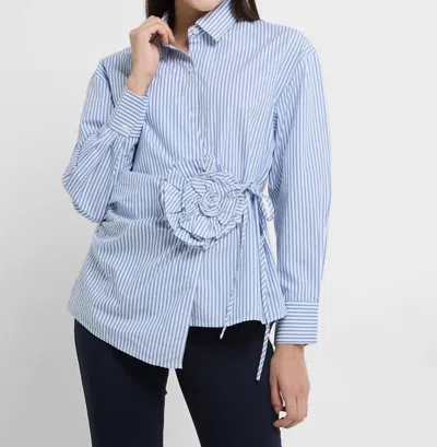 French Connection Cambria Cot Stripe Crosa Shirt In Blue/white