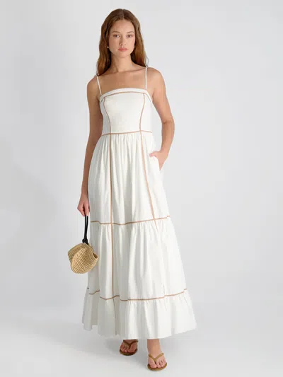 French Connection Cambria Contrast Trim Cotton Maxi Dress In White