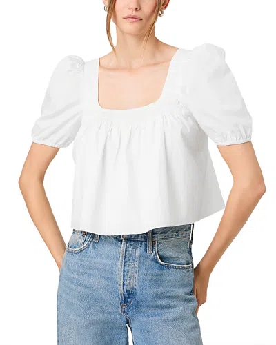 French Connection Cambria Cotton Puff Sleeve Top In White