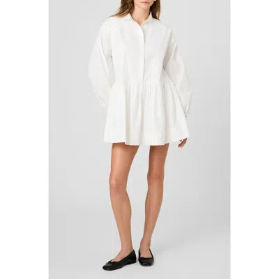 French Connection Cambria Cotton Flare Mini Long Sleeve Dress In White
