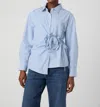 French Connection Cambria Cotton Corsage Striped Shirt  Tops In Blue