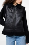 French Connection Camry Faux Shearling Vest In Black