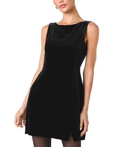 French Connection Caramia Stretch Velvet Slit Mini Dress In Black