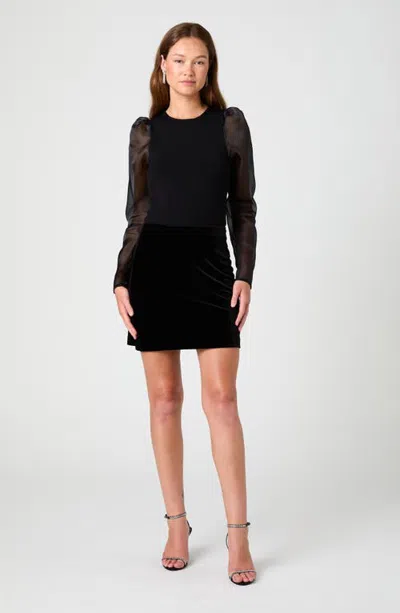 French Connection Caramia Stretch Velvet Miniskirt In Black
