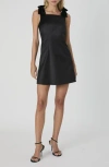 French Connection Carey Bow Shoulder Satin Minidress In Blackout