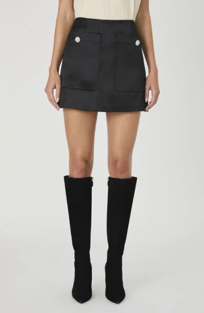 French Connection Carey Embellished Satin Miniskirt In Black