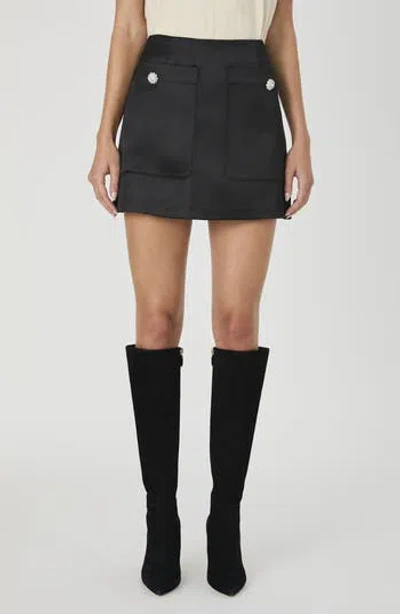 French Connection Carey Embellished Satin Miniskirt In Black